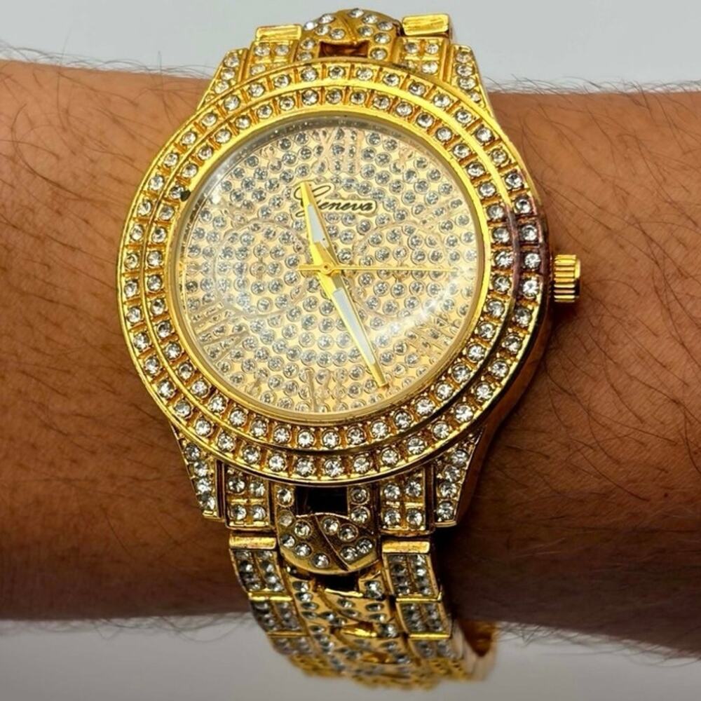 Gold Bling Geneva Men’s Watch